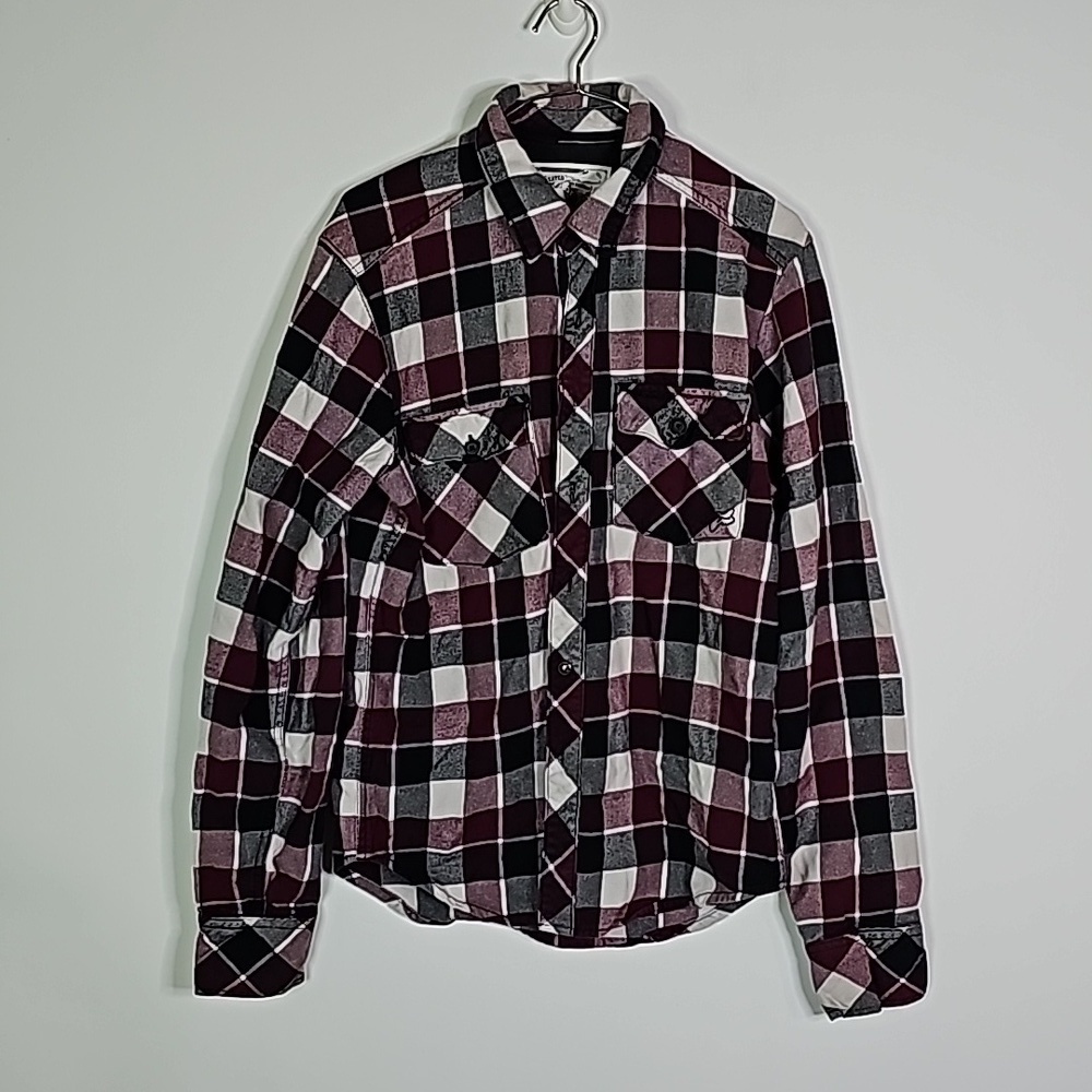 FOX small plaid button down long sleeve shirt